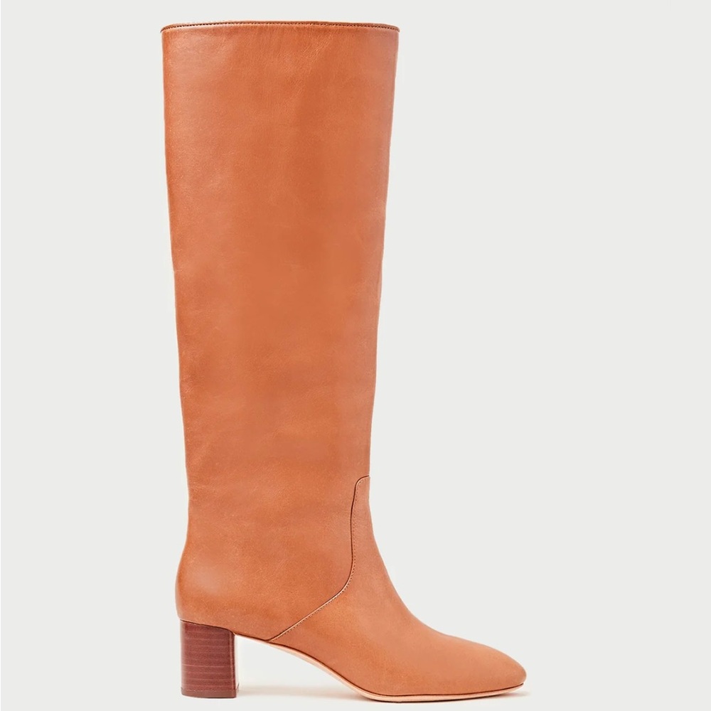 Loeffler Randall Women's Gia Pointed Toe Knee-High Leather Mid-Heel Boots size 7
